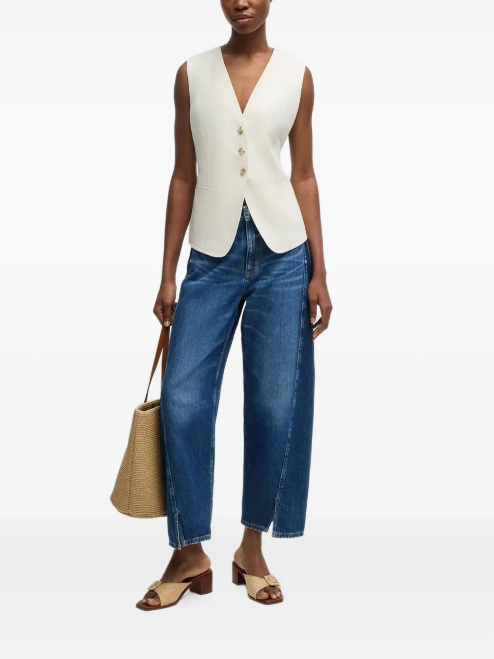 BOSS V-neck buttoned waistcoat Wit