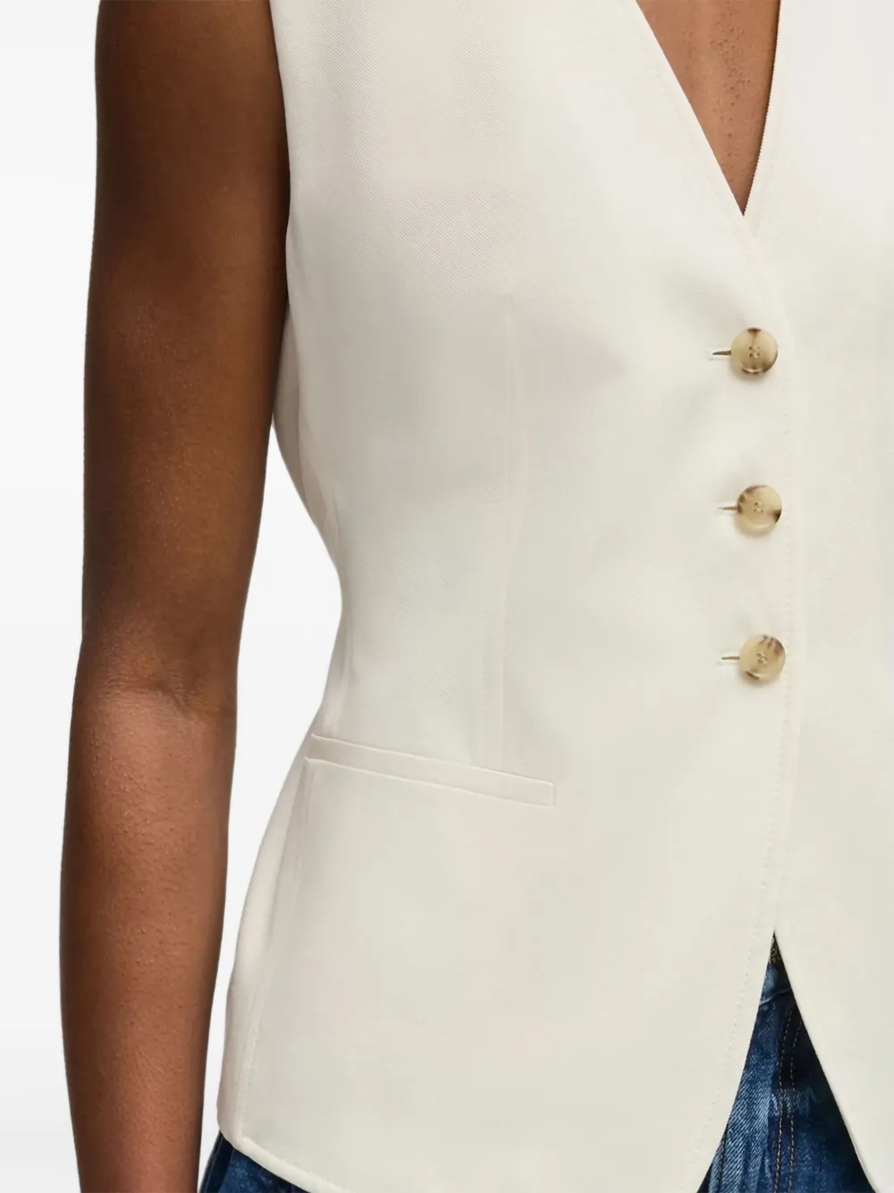 BOSS V-neck buttoned waistcoat Wit