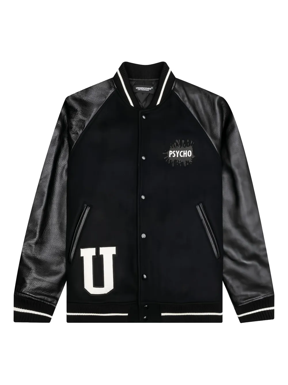 Undercover Psycho leather-sleeved bomber jacket | Black | Image 1