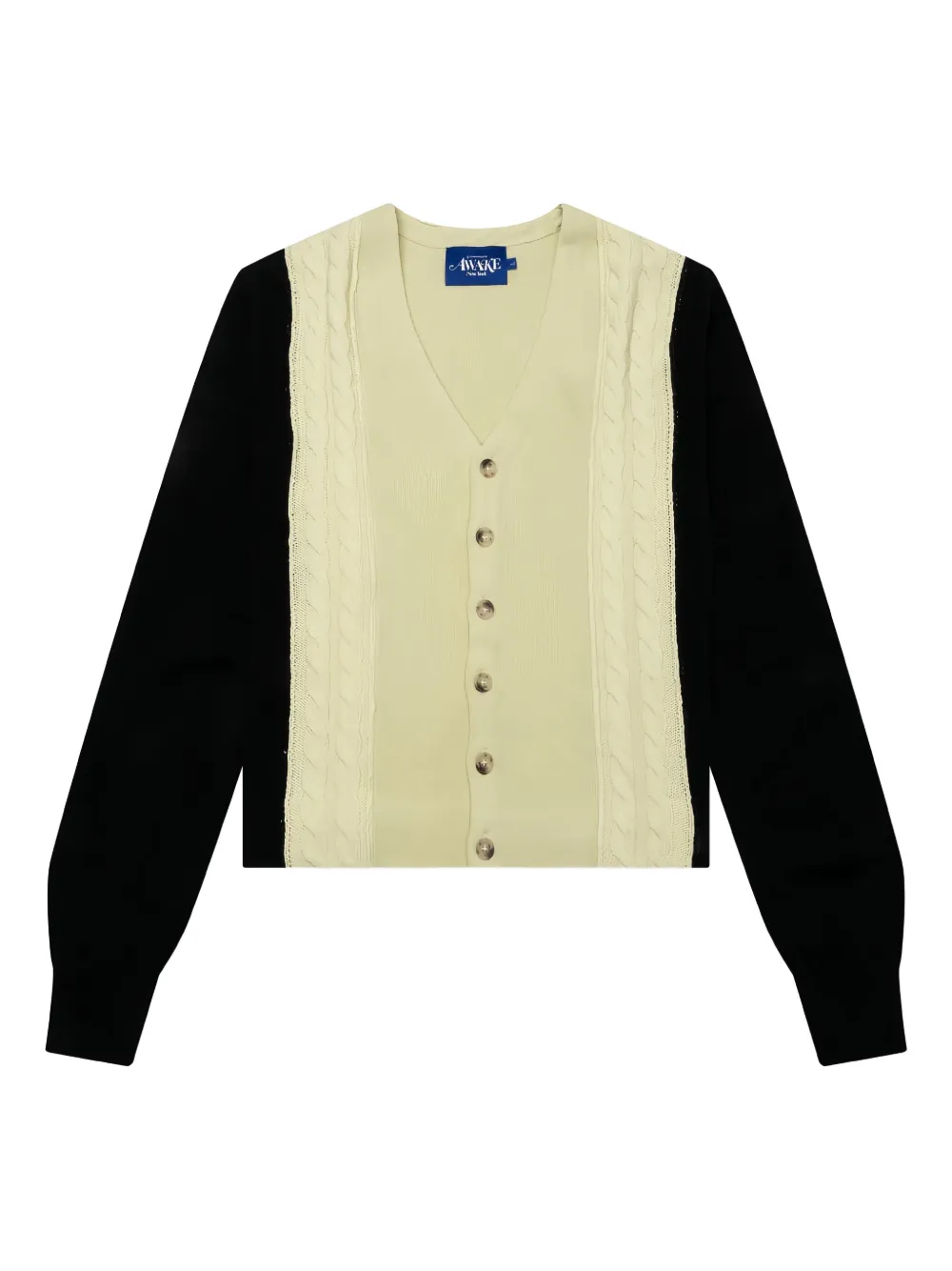 Awake NY cable-knit panelled cardigan - ニュートラル Awake NY cable-knit panelled cardigan - ニュートラル