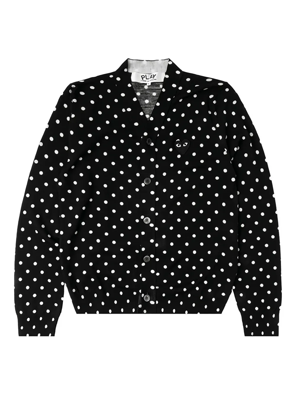 Comme Des Garçons Play polka-dot heart-patch cardigan - ブラック Comme Des Garçons Play polka-dot heart-patch cardigan - ブラック