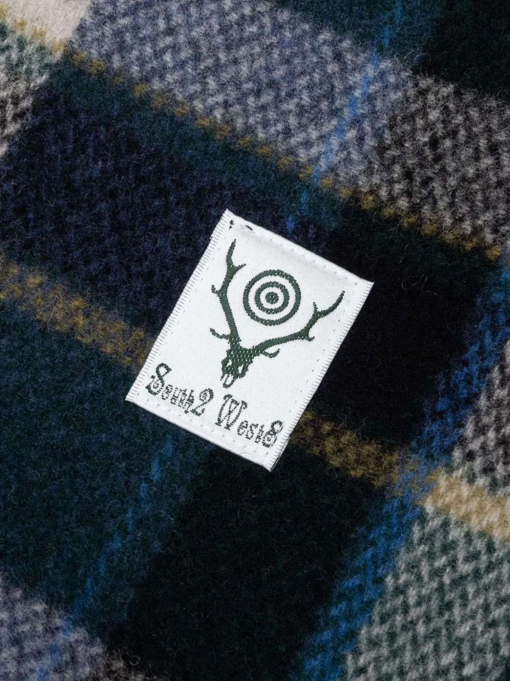 SOUTH2 WEST8 plaid wool shirt jacket Groen