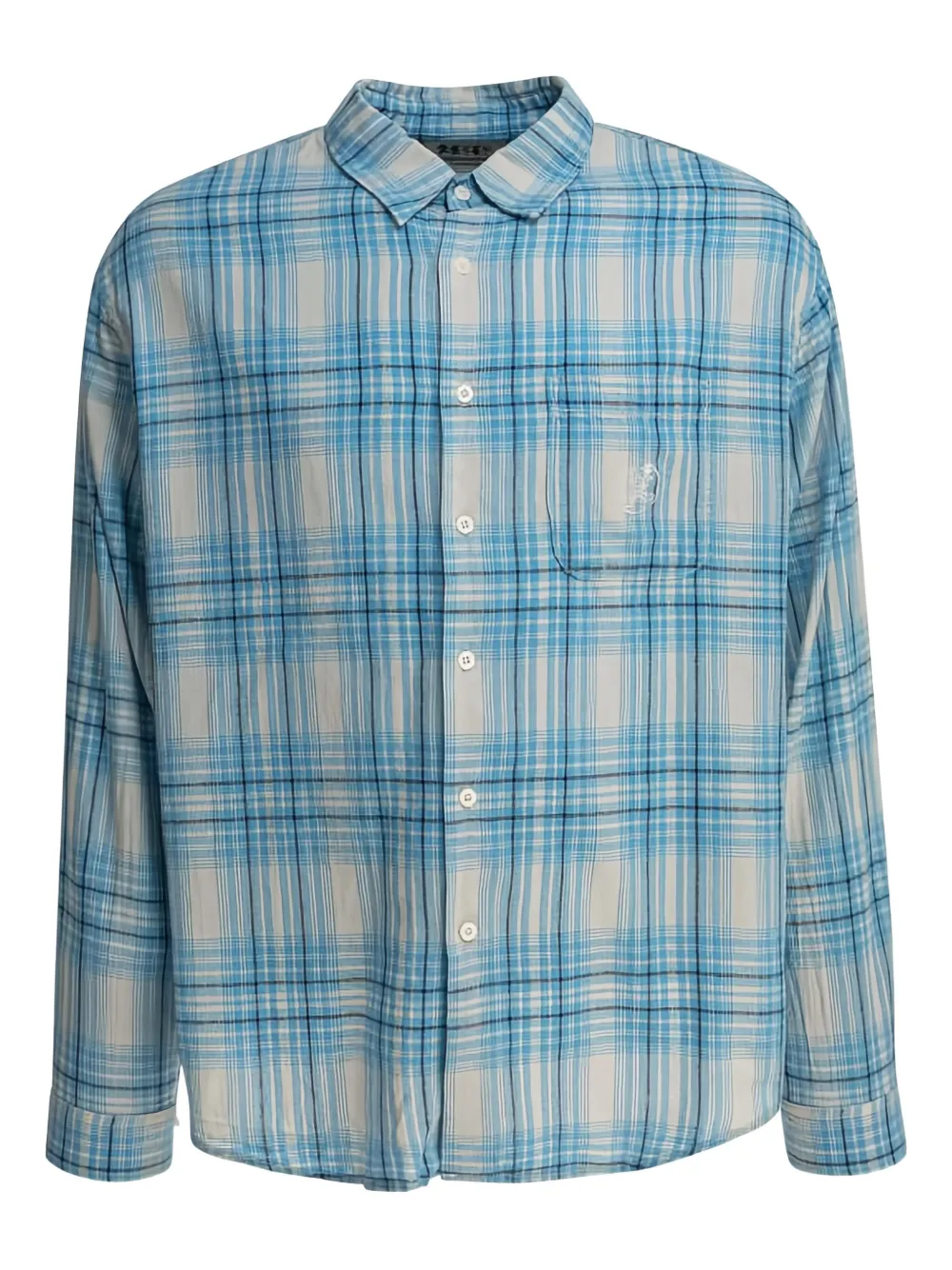 This Is Never That checked embroidered shirt | Blue | Image 1