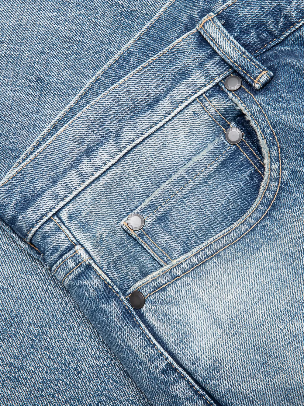 John Elliott The Daze jeans met verfspatten en franje Blauw