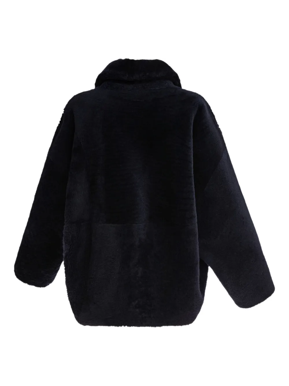 B&w Shearling Button Coat In Blue