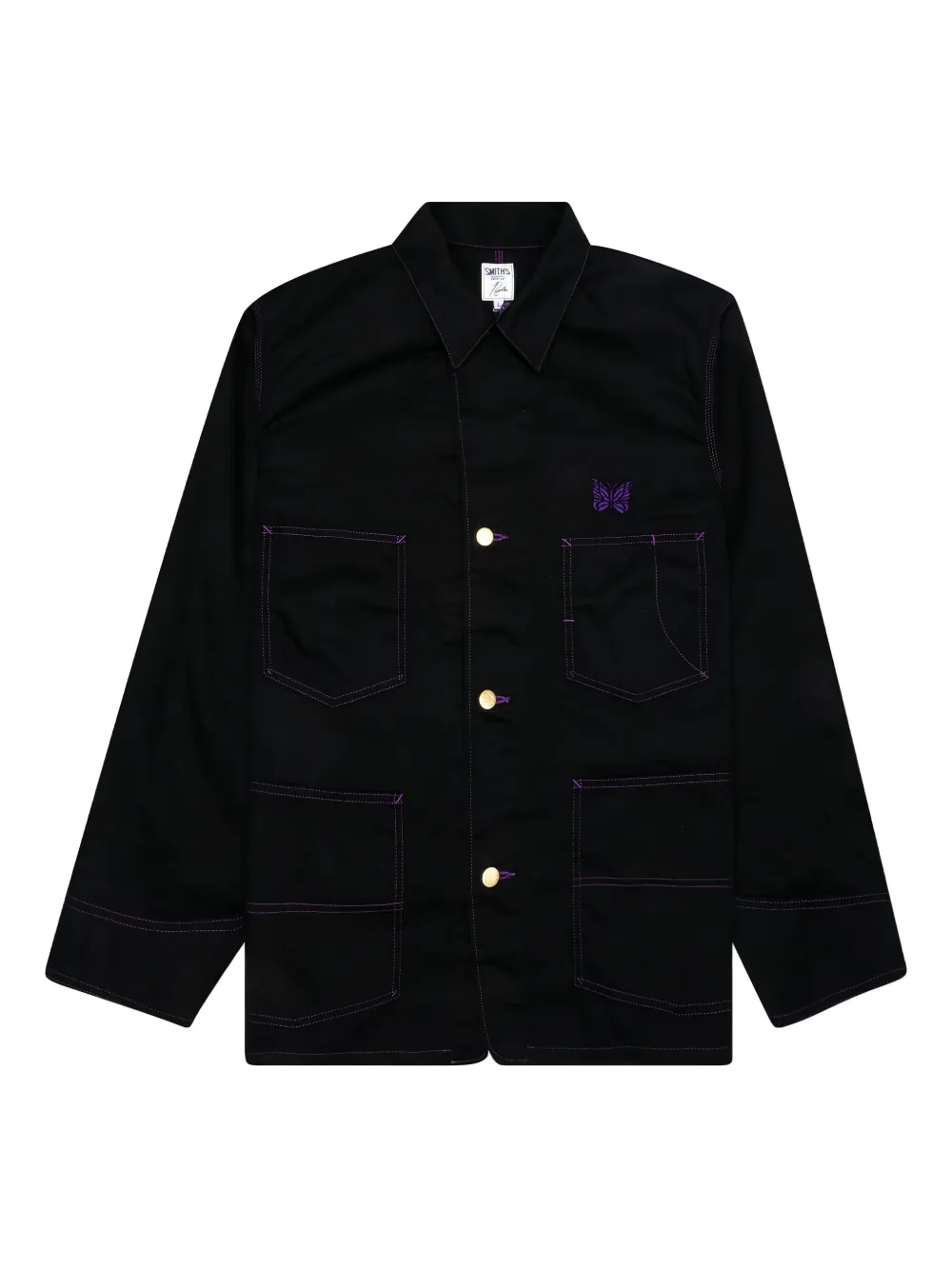 Needles purple-stitch twill coverall - ブラック Needles purple-stitch twill coverall - ブラック