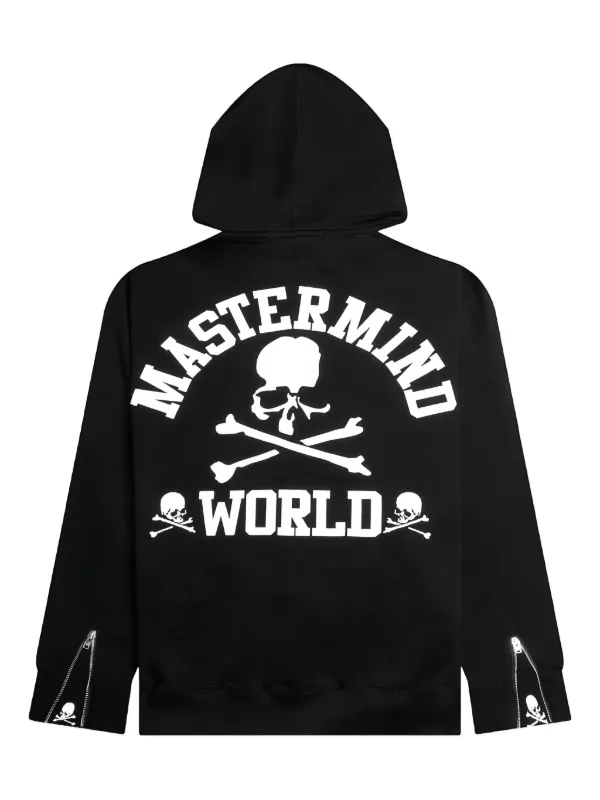  × mastermind JAPAN スカル ジップパーカー Mastermind World スカルプリント ジップアップ パーカー | ブラック