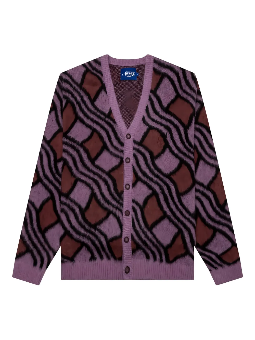 Awake NY wavy-jacquard mohair-blend cardigan - ピンク Awake NY wavy-jacquard mohair-blend cardigan - ピンク