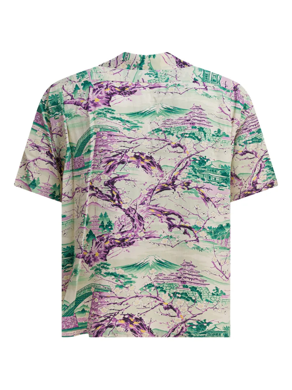Sun Surf landscape-print shirt - Groen