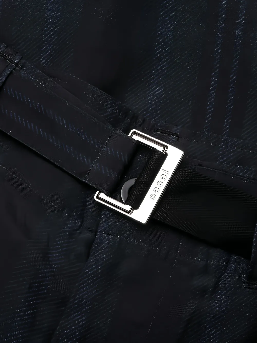 sacai plaid buckled trousers Zwart