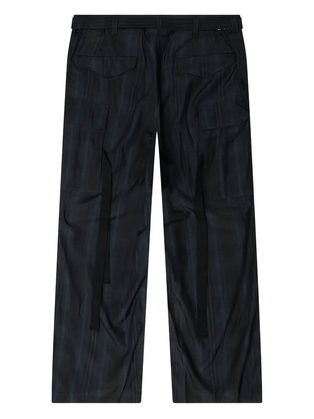 sacai plaid buckled trousers Zwart