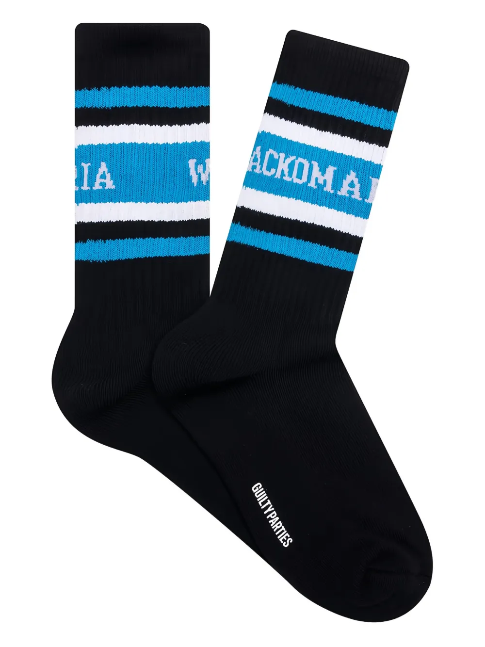 Wacko Maria Striped Logo Socks In Black