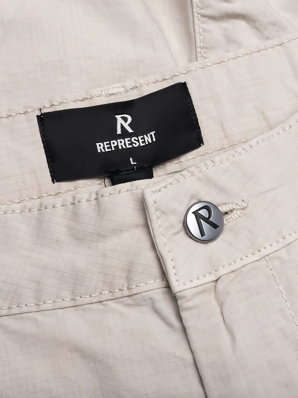 Represent linen cargo shorts Beige