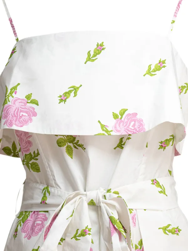 Tallulah Resortwear Rose-print Midi A-Line Dress - White