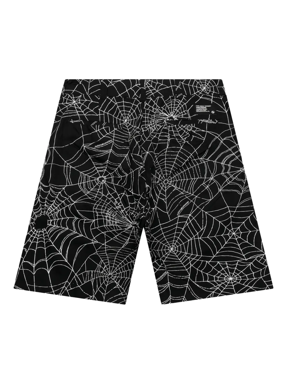Neighborhood Shorts met spinnenwebprint Zwart