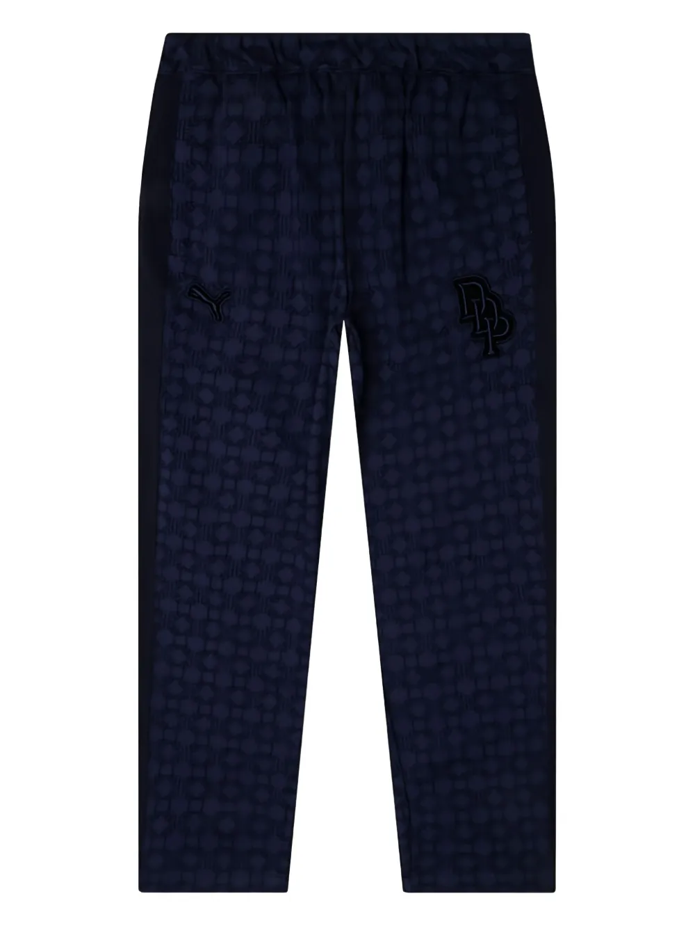 Puma X Dapper Dan Monogram-patterned Drawstring Trousers In Blue