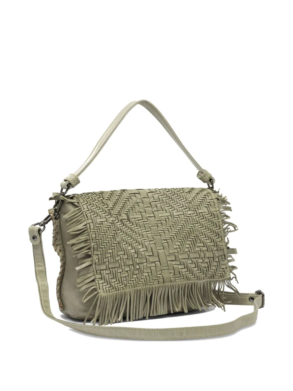 Reptile's House woven fringe shoulder bag - Groen