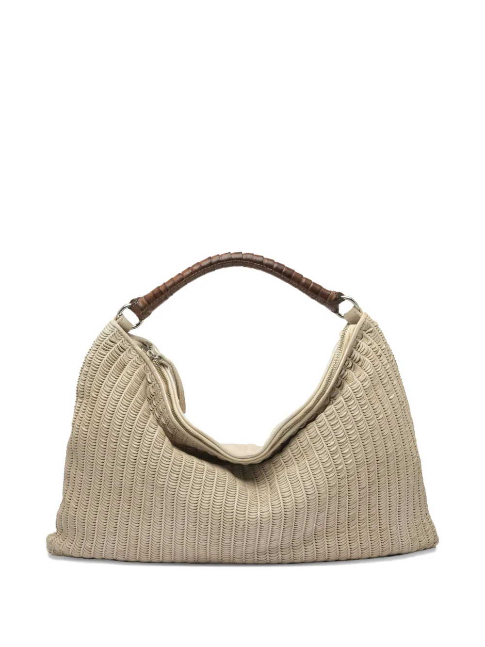 Reptile's House Large Atena Leather Shoulder Bag In Neutral