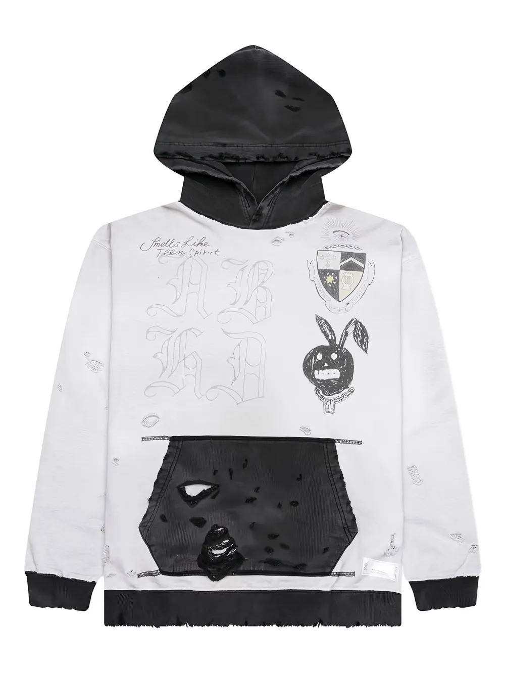 Neighborhood Savage rabbit-print distressed hoodie - グレー Neighborhood Savage rabbit-print distressed hoodie - グレー