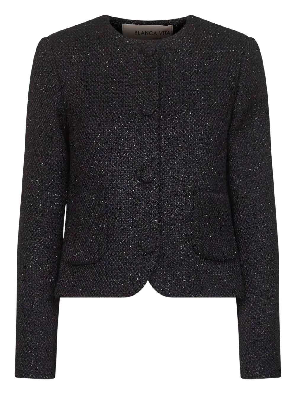 Blanca Vita glitter tweed jacket Zwart