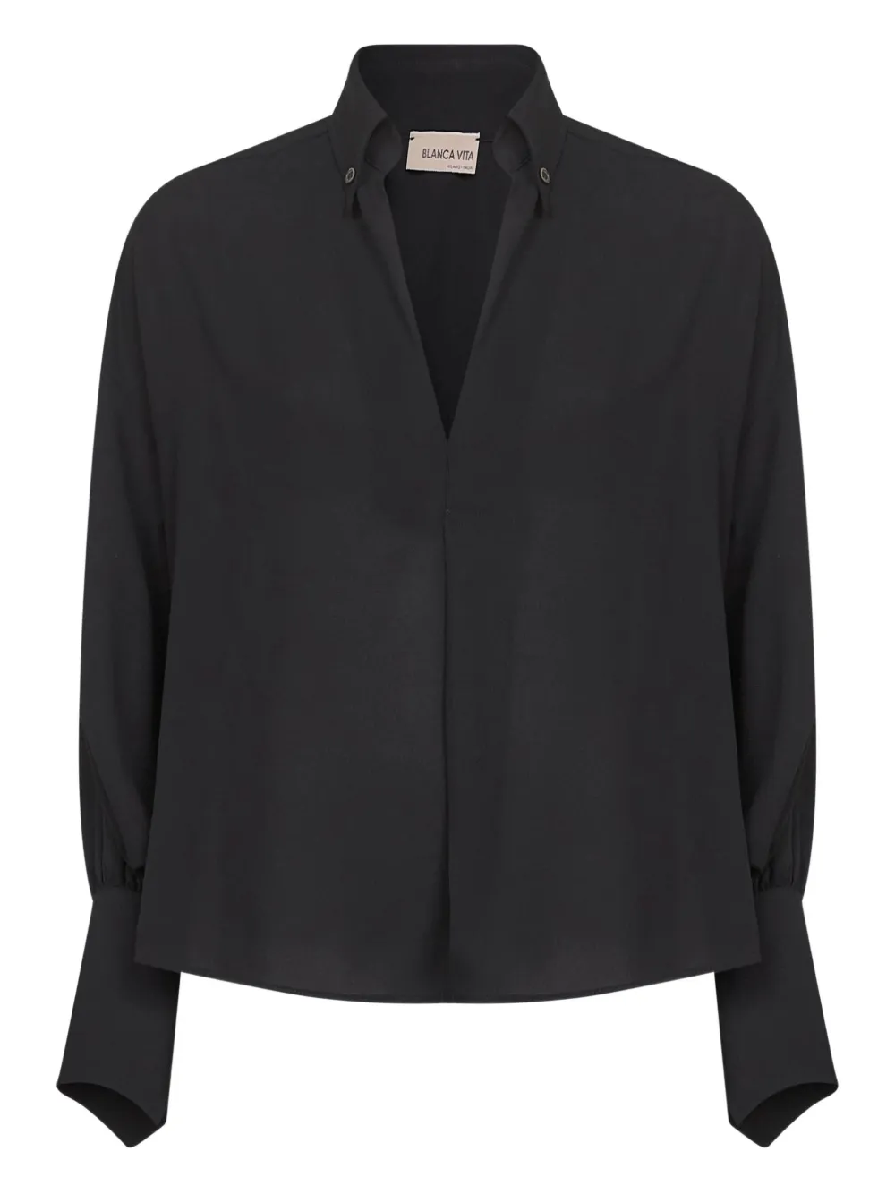 Blanca Vita V-neck buttoned-cuffs blouse Zwart