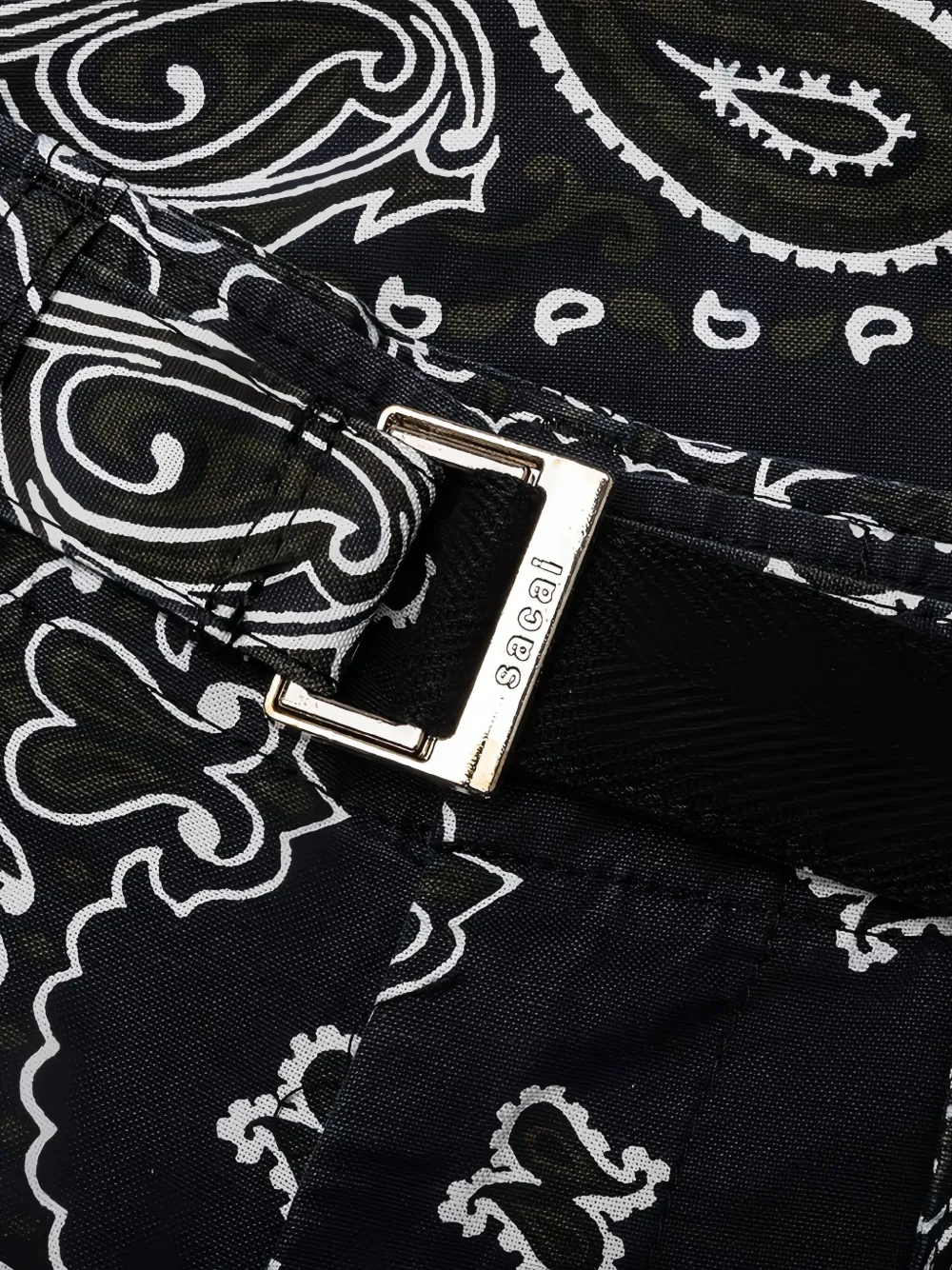 sacai Broek met bandanaprint en ceintuur Blauw