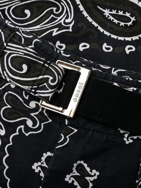 Sacai バンダナプリント ベルテッドパンツ | ブルー | FARFETCH JP