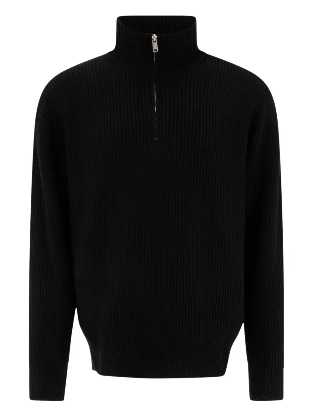 ribbed zip-neck sweater