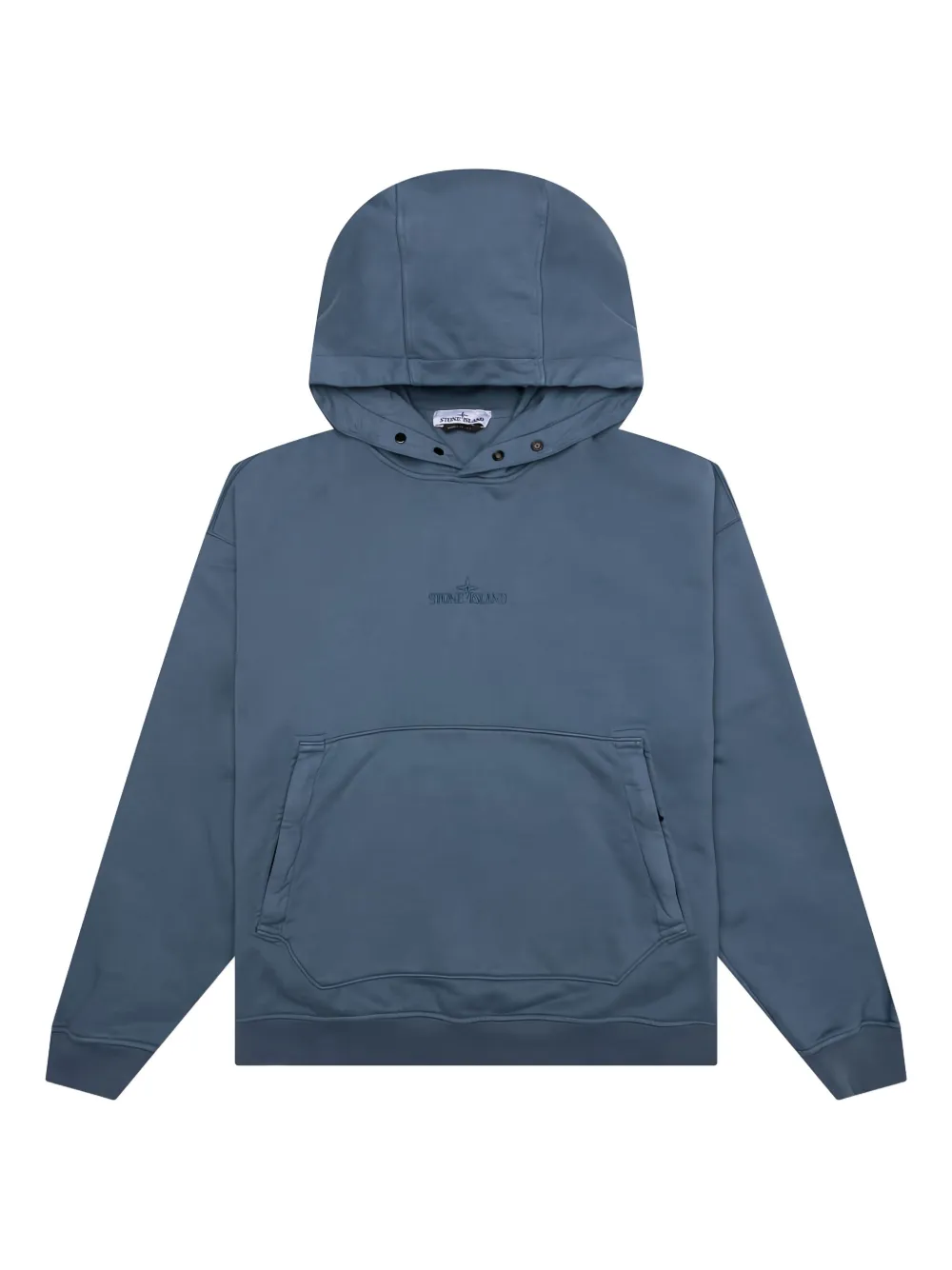 Stone Island button-fastening logo-embroidered hoodie - ブルー Stone Island button-fastening logo-embroidered hoodie - ブルー
