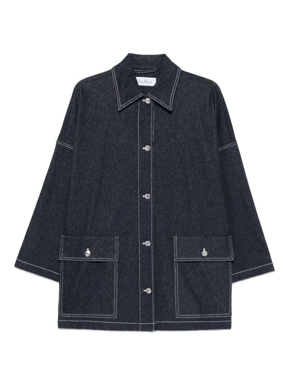 極美品】MAX MARA デニムシャツコットン 袖口ダブルボタンS