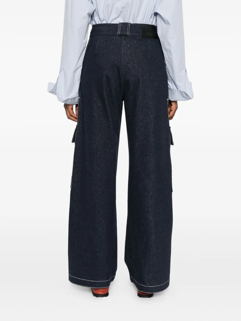 Max Mara Contrast-stitch Cargo Jeans In Blue