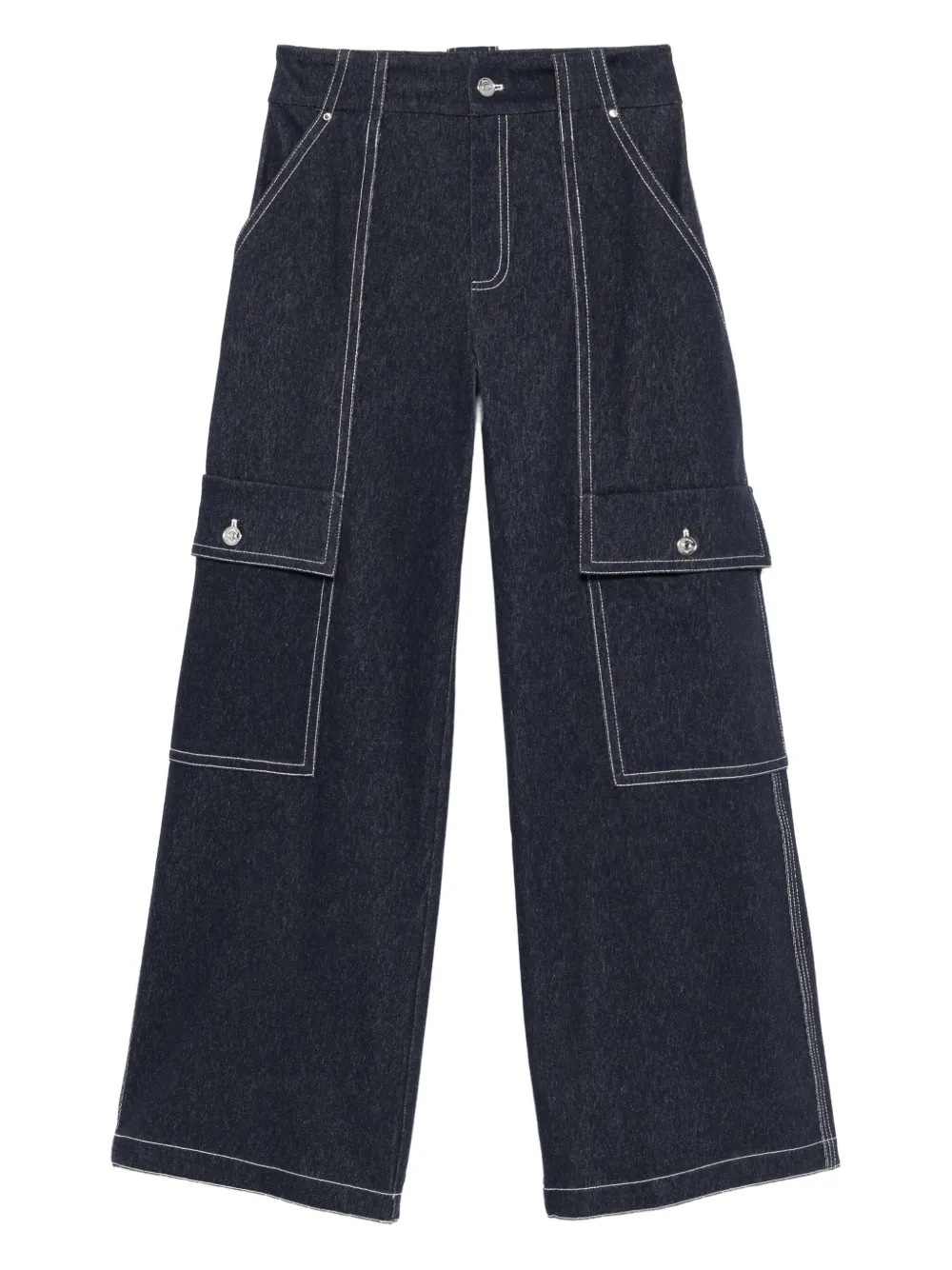 Max Mara Contrast-stitch Cargo Jeans In Blue