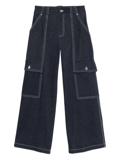 Max Mara Calça jeans cargo com pesponto