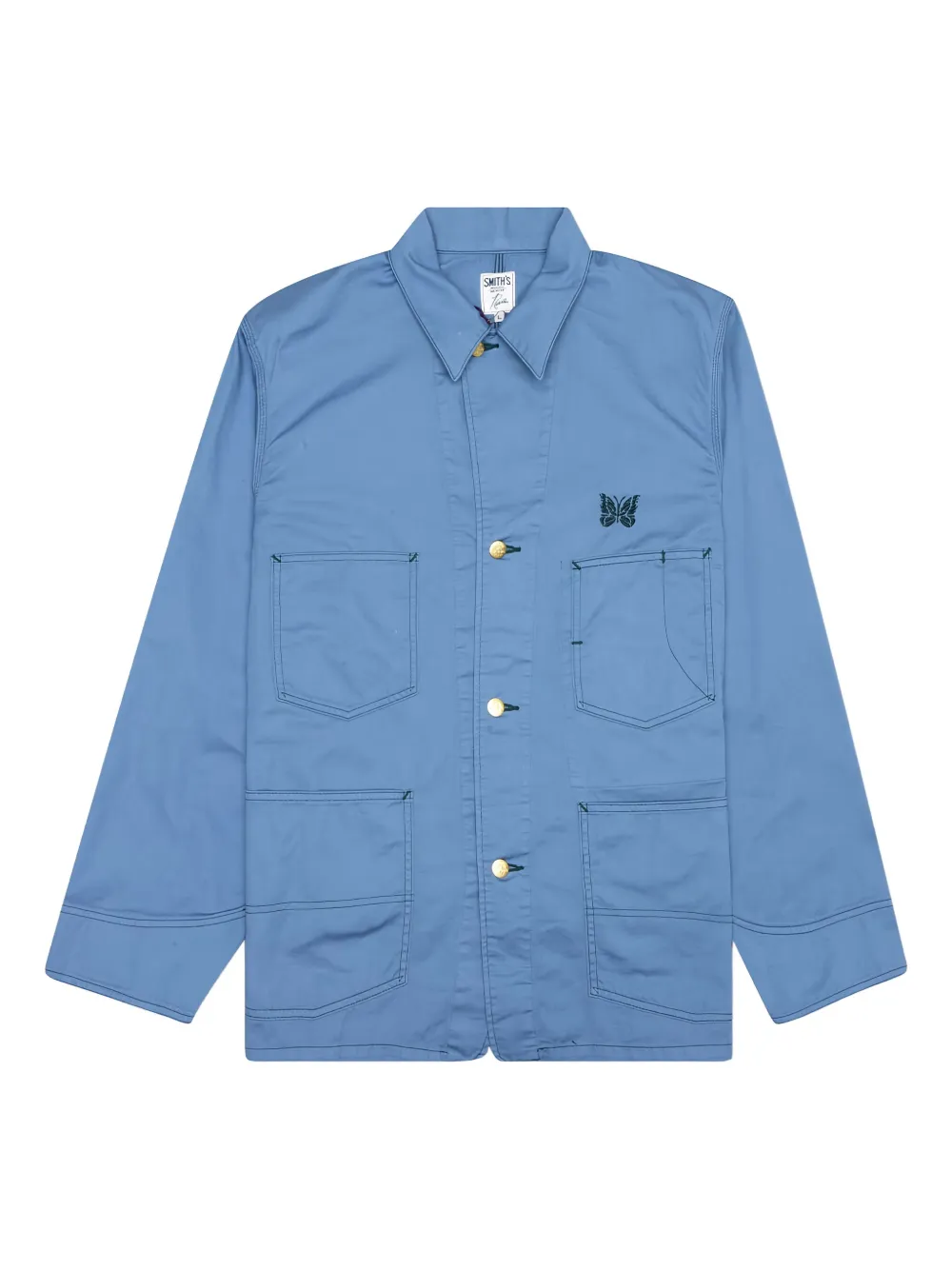 Needles x Smith's twill shirtjack met geborduurde vlinder Blauw