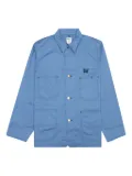 Needles x Smith's butterfly-embroidered twill shirt jacket - Blue