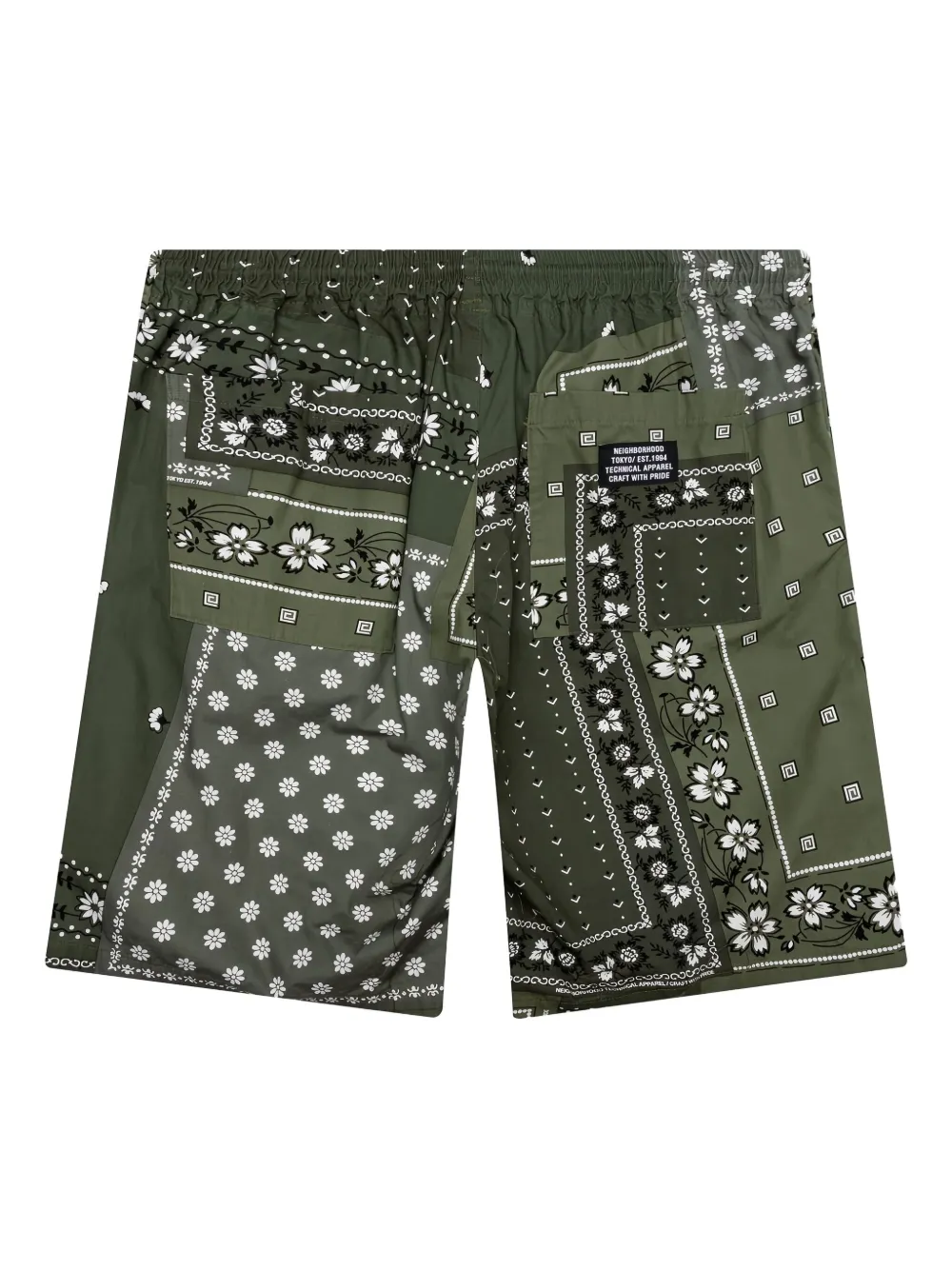Neighborhood Shorts met patchwork - Groen