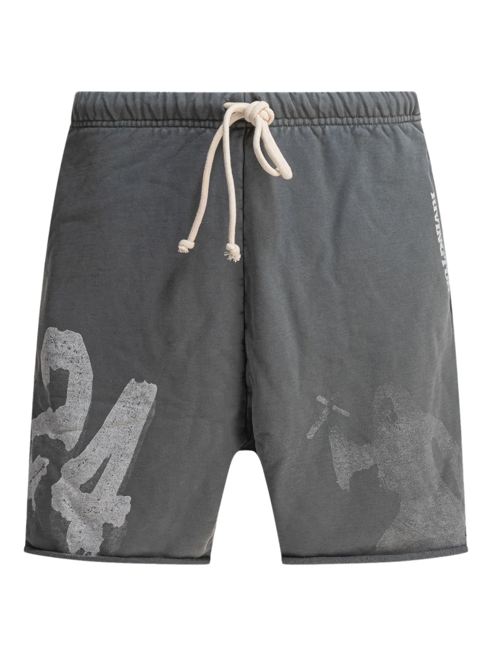 RRR123 graphic-print drawstring shorts - Blacks and greys