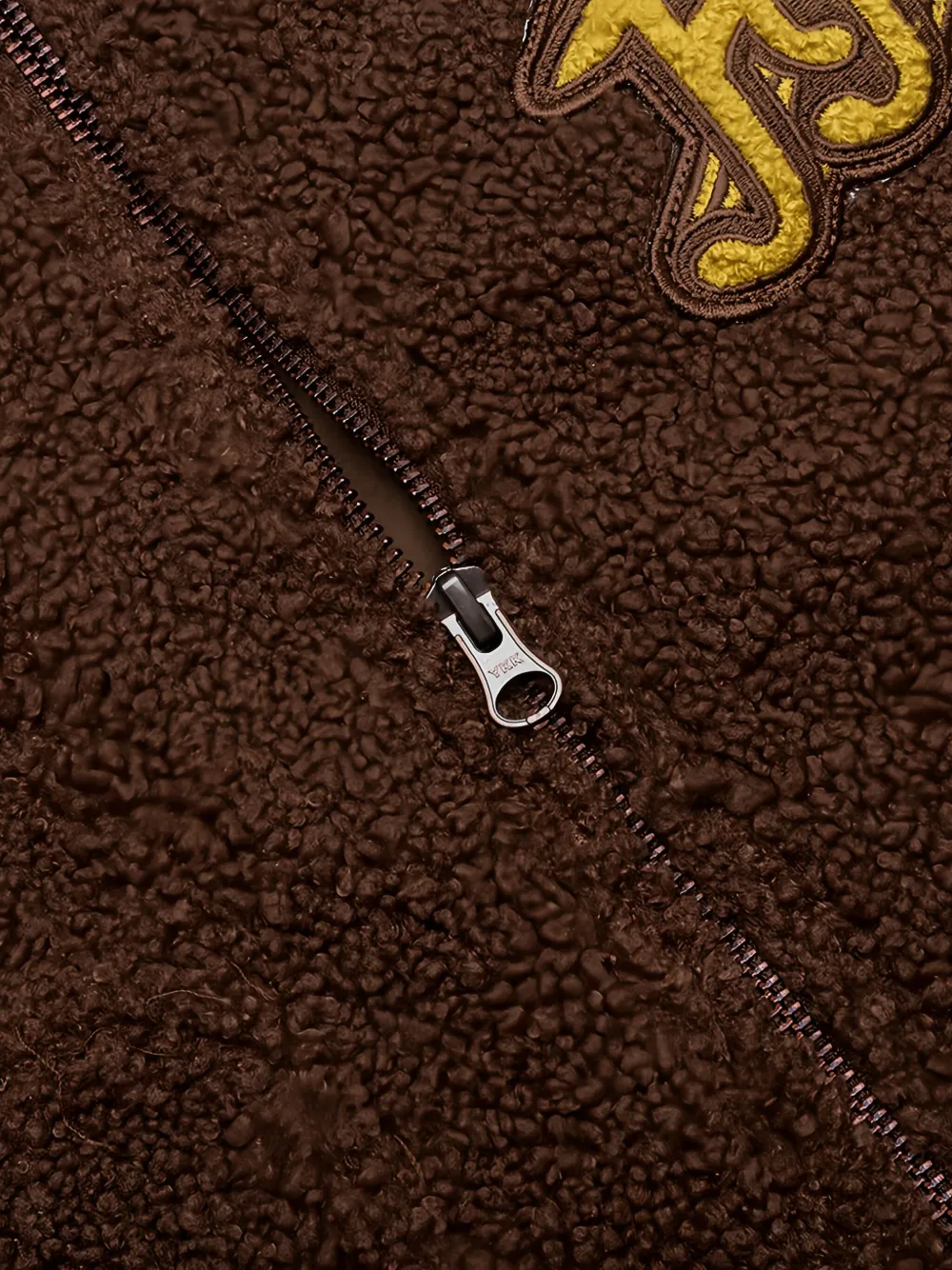 Honor The Gift Fleece spencer met borduurwerk Bruin