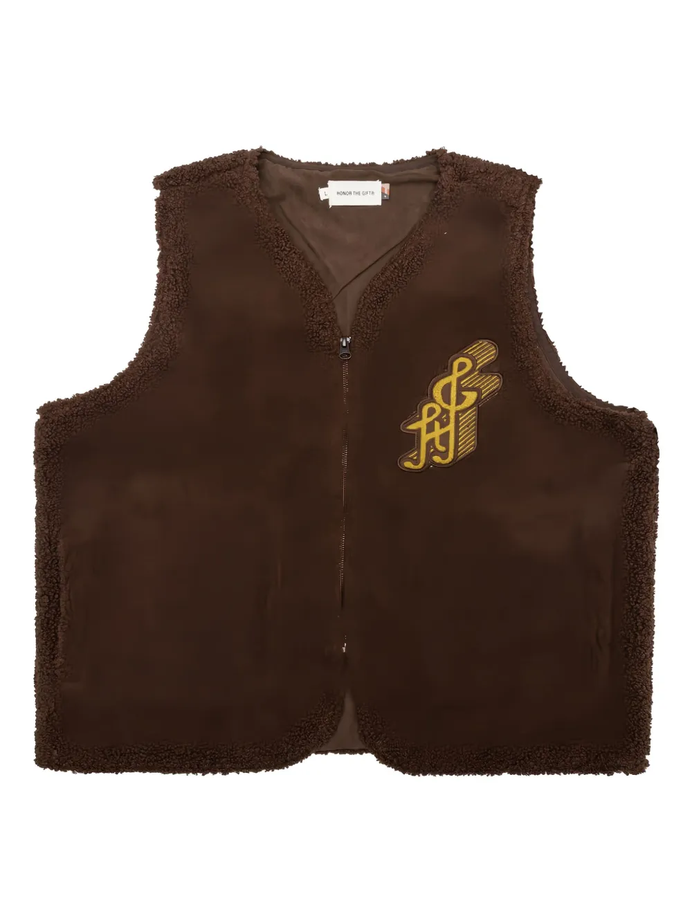 Honor The Gift Fleece spencer met borduurwerk Bruin