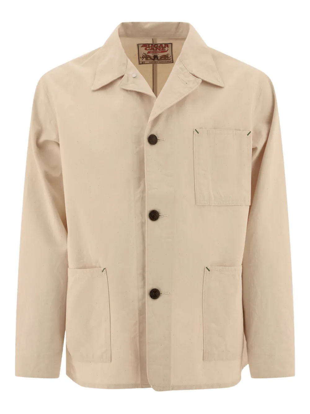 Sugar Cane Jeans patch-pockets shirt jacket Beige