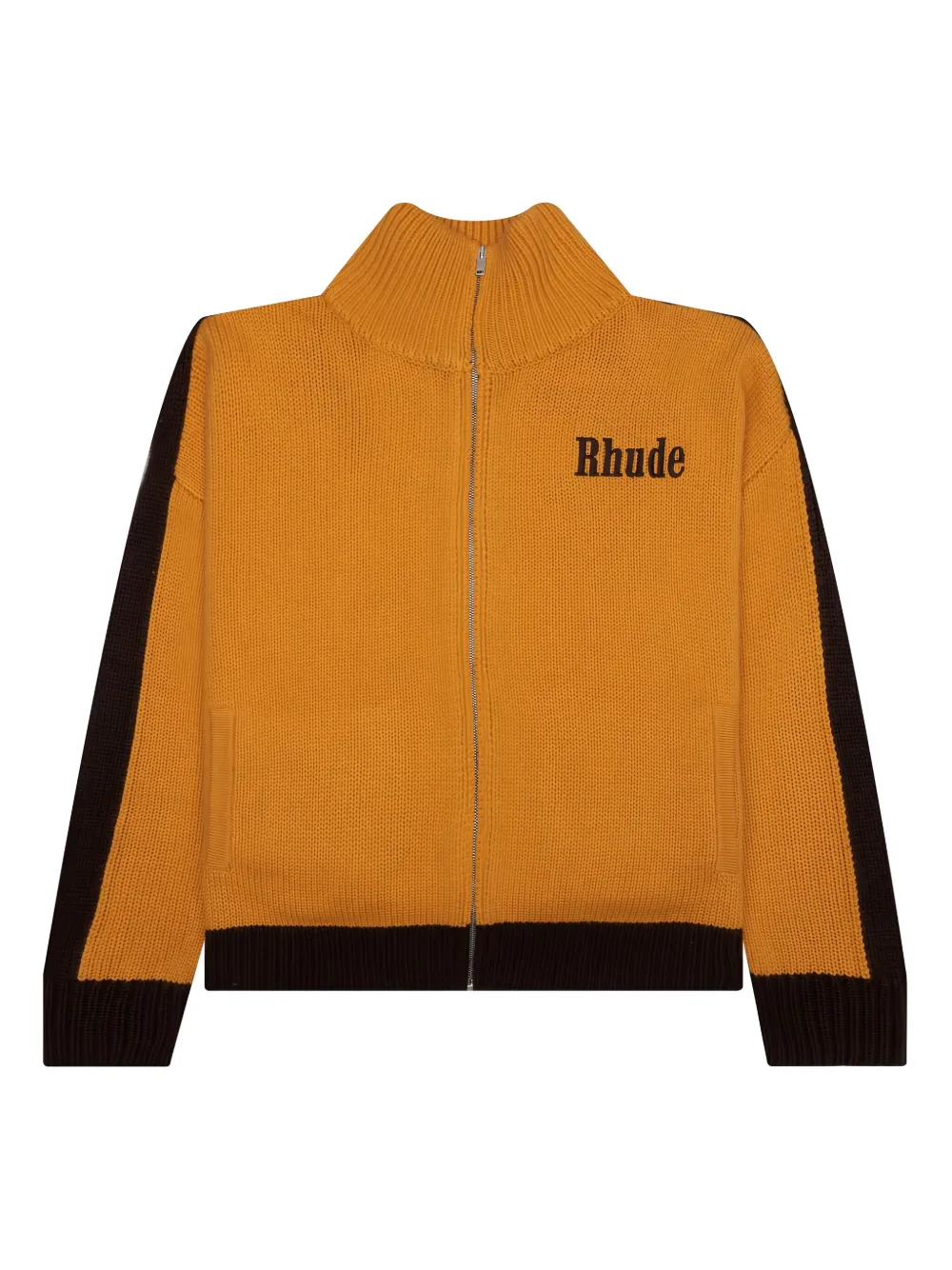 RHUDE Trainingsjack met gebreide vlakken Geel
