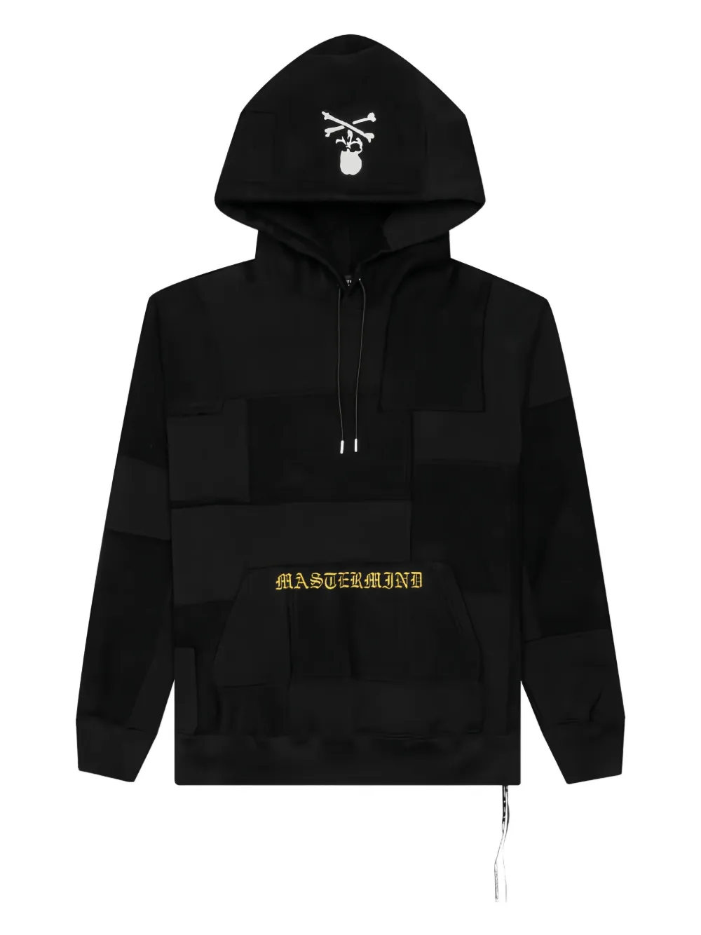 Mastermind Japan skull-patch panelled hoodie - ブラック Mastermind Japan skull-patch panelled hoodie - ブラック