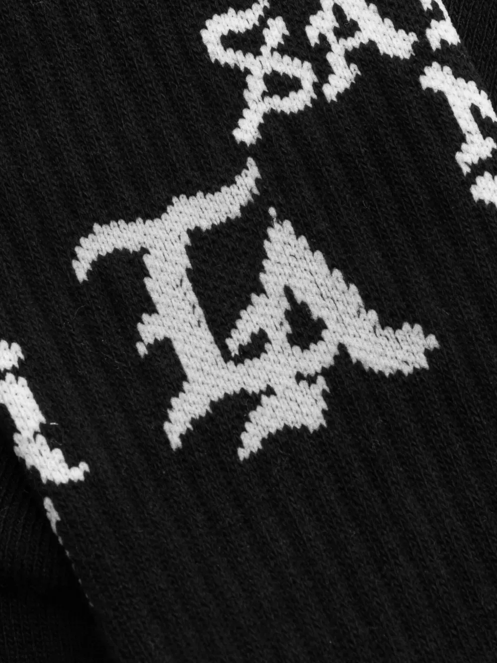 Saint Mxxxxxx Logo-jacquard Striped-cuff Socks In Black