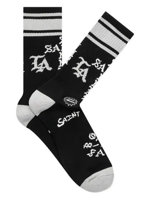 SAINT MXXXXXX logo-jacquard striped-cuff socks