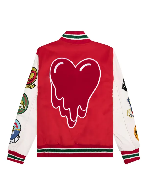 Emotionally Unavailable embroidered-patches Bomber Jacket | Red