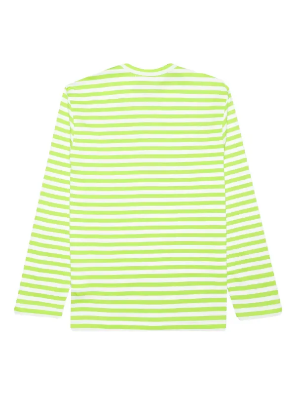 Comme Des Garçons Play Striped heart-logo long-sleeve T-shirt Green  FARFETCH PH