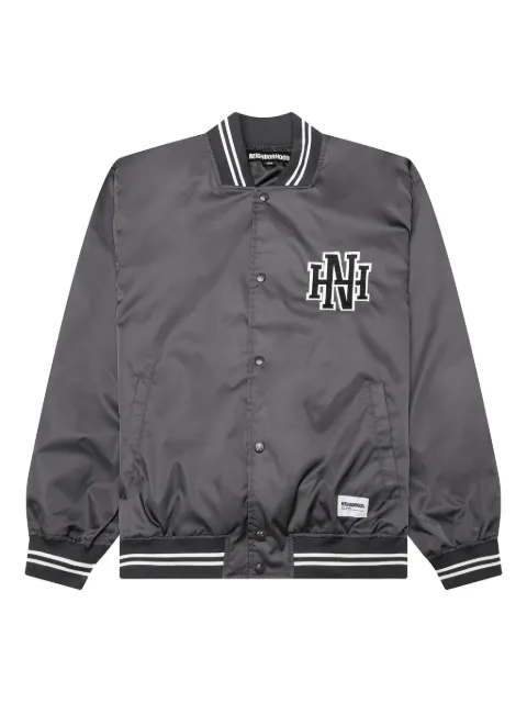 Neighborhood appliqué baseball jacket