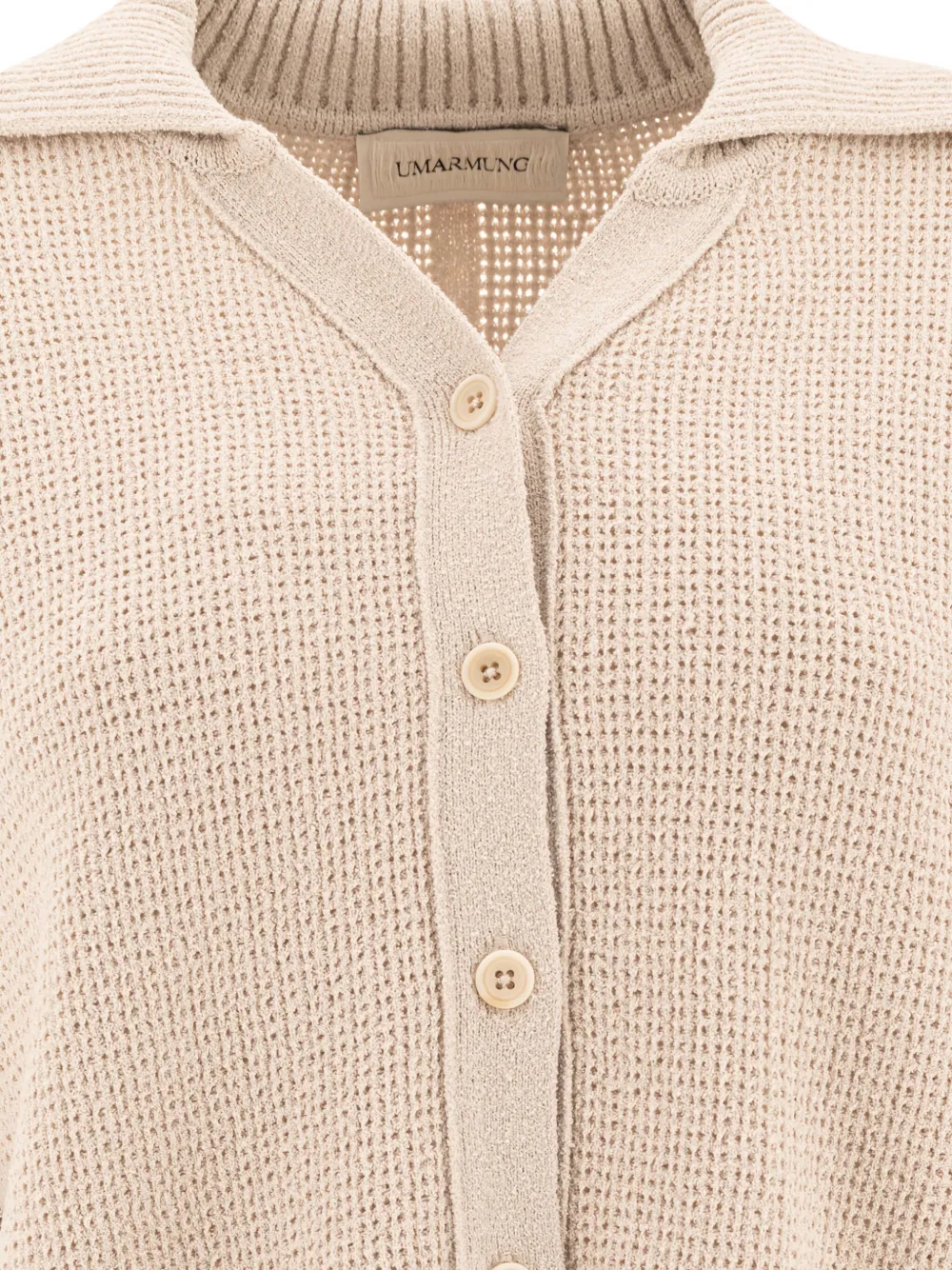 Giorgio Armani waffle-knit collared cardigan Beige