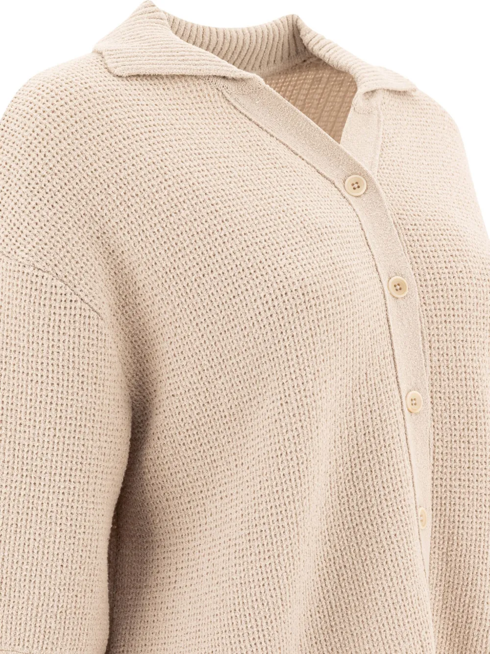 Giorgio Armani waffle-knit collared cardigan Beige