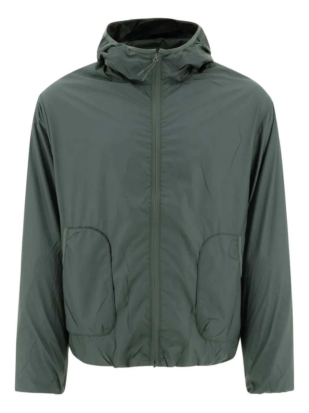 hooded patch-pocket jacket